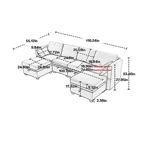 Modular Sectional Sofa, Modern U Shaped Sofa Couch with Storage, Soft Sponges & High Supportive, Comfy 6 Deep Seat Couch with Reversible Chaise for Living Room, Apartment, Office,Navy