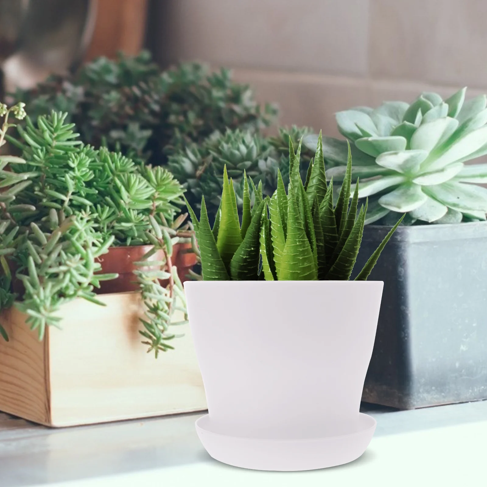 10 Pcs Flowerpot Flower Planting Pot Walkway Flower Pot 10.00X10.00X8.50CM White