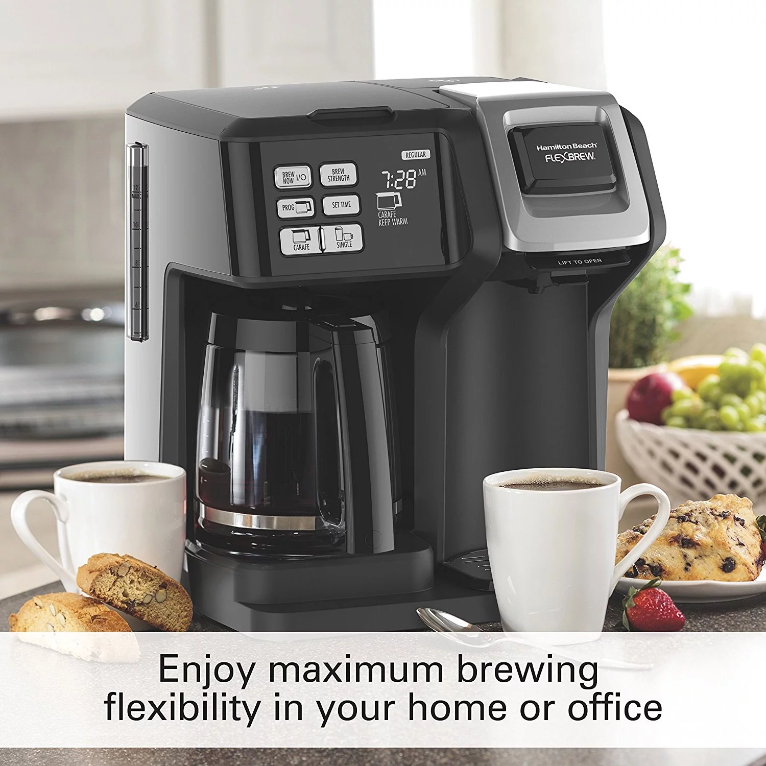 Hamilton Beach 49976 FlexBrew 2-Way Brewer Programmable Coffee Maker - Black REFURBISHED
