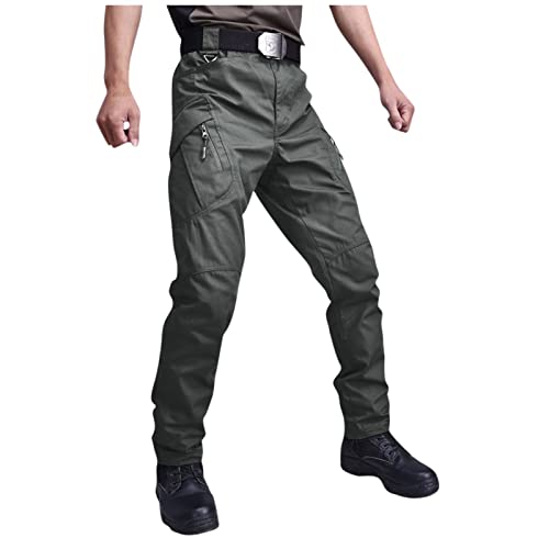 Men's Military Cargo Tactical Pants Ripstop Stretch Relaxed Fit Trousers Outdoor Hiking Pants with Multi Pockets