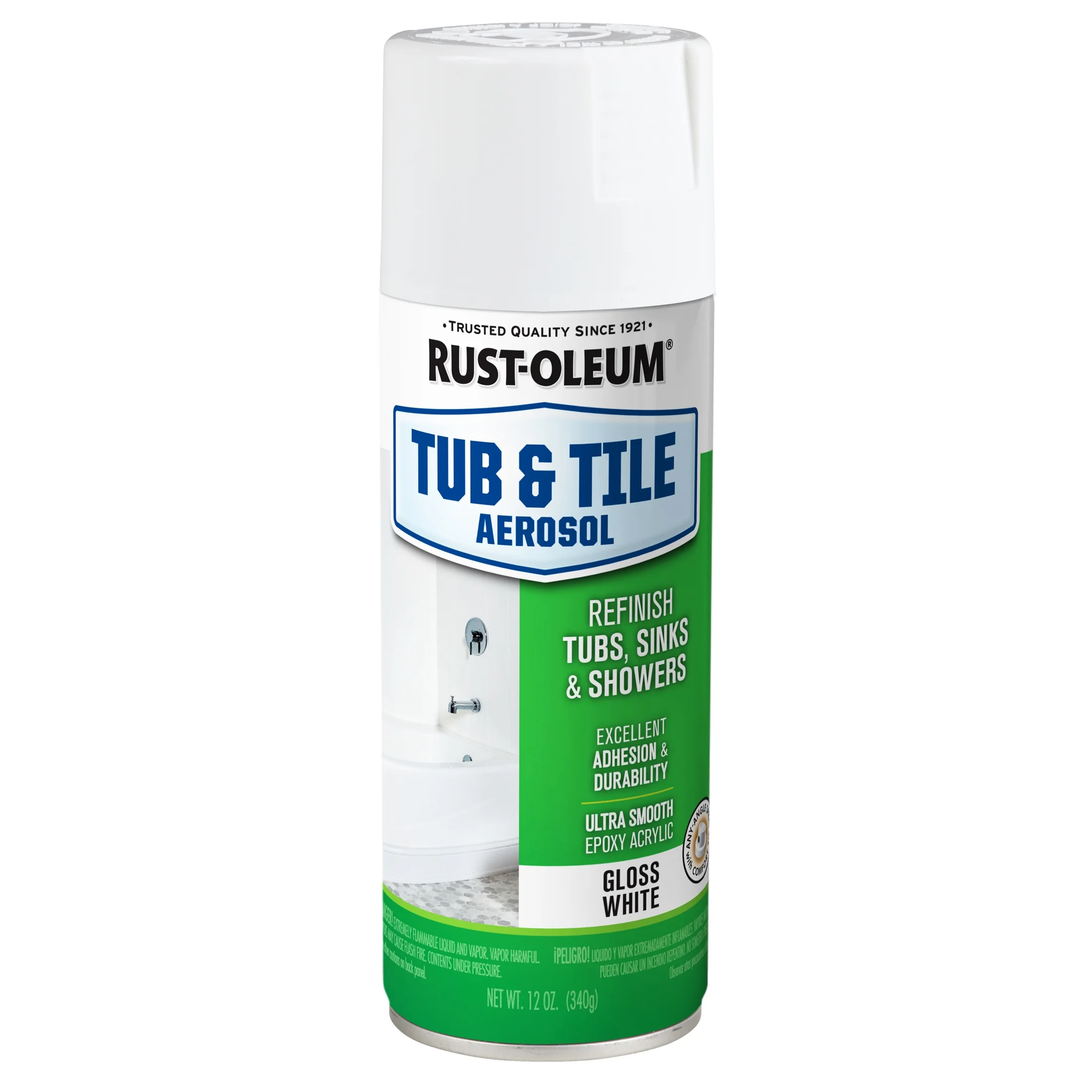 White, Rust-Oleum Tub and Tile Aerosol Paint-280882, 12 oz