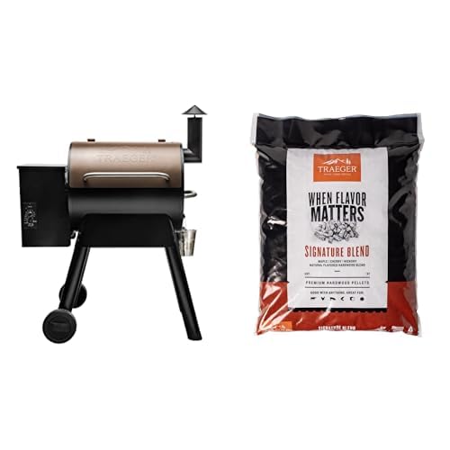 Traeger Grills Pro 22 Wood Pellet Grill & Smoker, Electric Pellet Smoker Grill Combo, 6-in-1 BBQ Versatility, 572 sq. in. Grilling Capacity, Meat Probe, 450 Degree Max Temperature, 18LB Hopper, Bronze
