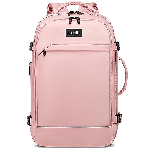 Asenlin 40L Rolling Backpack for Travel，Water Resistant Wheeled Laptop Backpack for Business，Fits 15.6-17 Inch Notebook，Durable Roller Computer Backpack for Women Men，Black