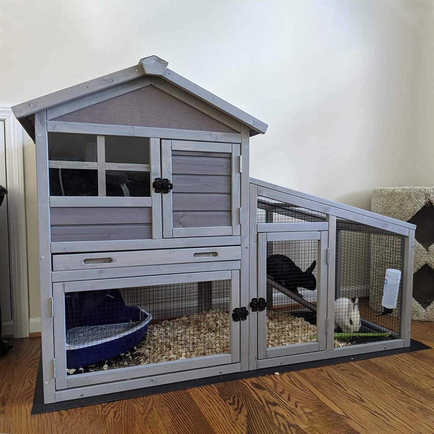 Gutinneen Rabbit House Indoor Outdoor Rabbit Hutch with Ventilation Door,Wooden Bunny cage with No LeakageTray - Pet Supplies online store