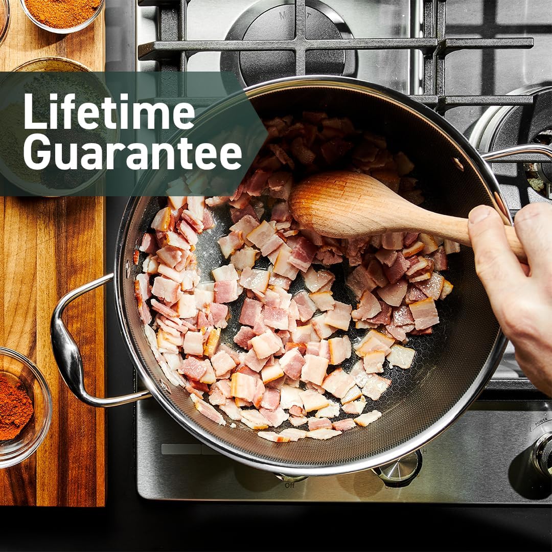 HexClad 16 Piece Hybrid Stainless Steel Cookware Set - 6 Piece Pan Set, 6 Piece Pot Set, 7 Quart Deep Fryer and 14 Inch Wok, Stay Cool Handles, Induction Ready, Non-Stick