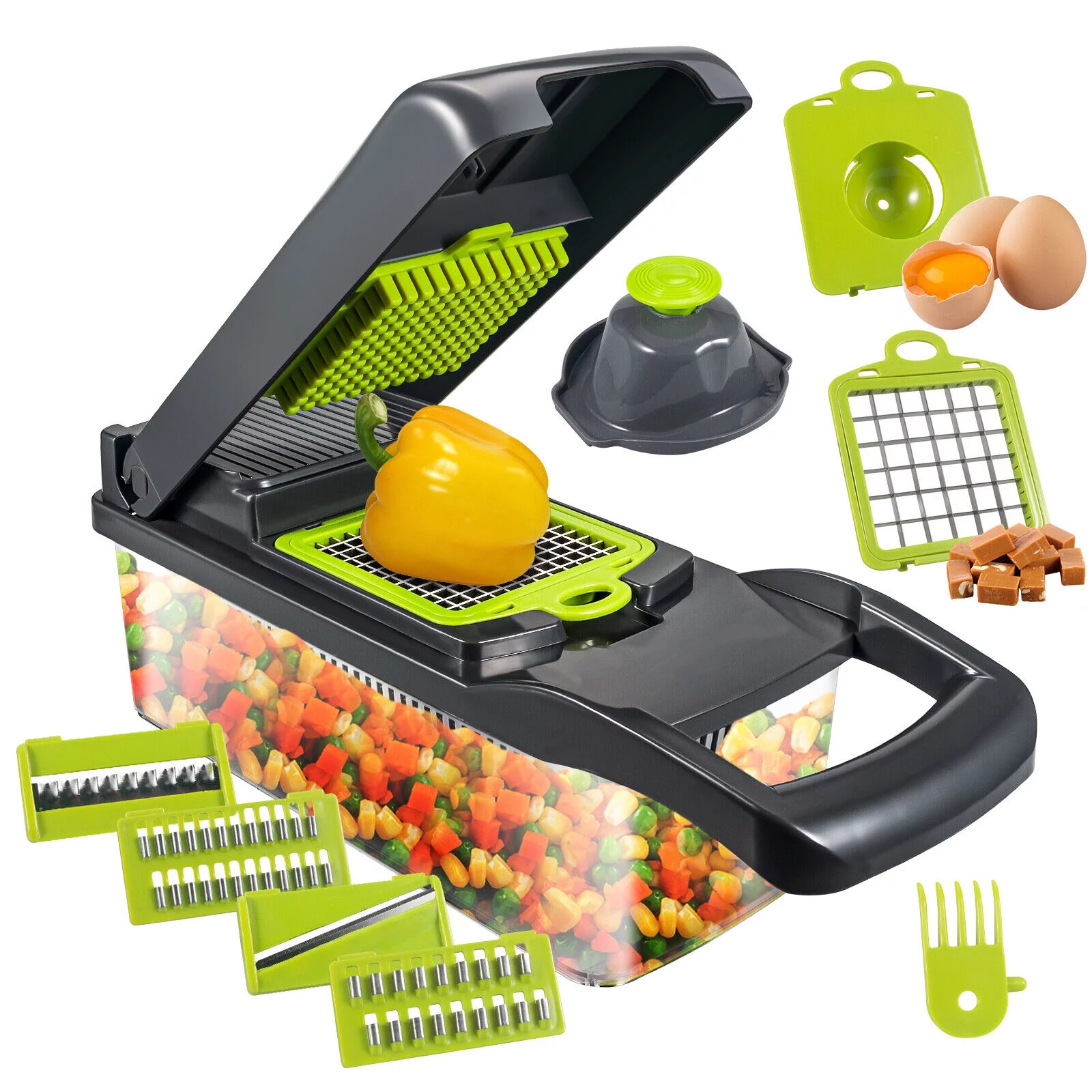 JahyShow 12 in 1 Vegetable Chopper Cutter,Mandoline Slicer Food Onion Veggie Dicer with Container