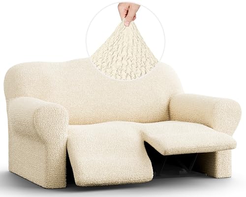 PAULATO BY GA.I.CO. Recliner Sofa Cover - Reclining Couch Slipcover - Soft Polyester Fabric Slipcover - 1-Piece Form Fit Stretch Furniture Protector - Mille Righe Collection - Blue (Couch Cover)