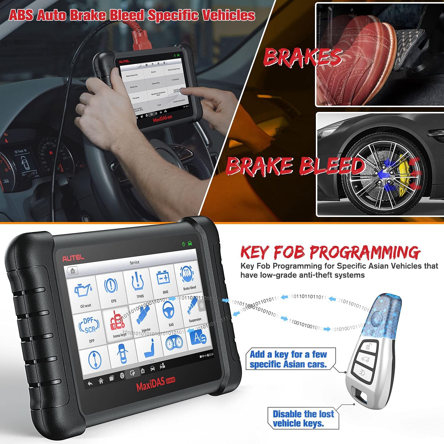Autel MaxiDAS DS808K Diagnostic Scan Tool - 2022 New Model of DS708, DS808 Kit Same As MS906 with VAG Guided Functions/ Reflash Hiddens, Bi-Directional Control, 30+ Services, All System Diagnostics
