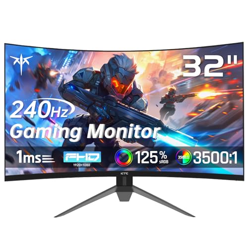 KTC 32 Inch 240Hz Curved Gaming Monitor, FHD 1080P 1500R HDR Gaming PC Monitor, FreeSync, Ultra-Fast 1ms Monitor for Gamer, 3500:1 Contrast, HDMI 2.0 x 2, DisplayPort 1.4 & USB 2.0, H32S17F