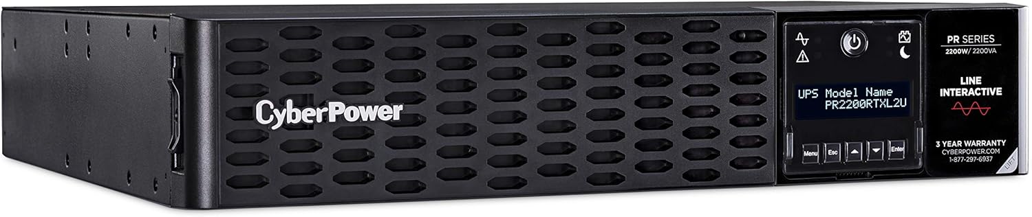 CyberPower PR750RTXL2U Smart App Sinewave UPS System, 750VA/750W, 8 Outlets, 2U Rack/Tower, AVR, EBM Option