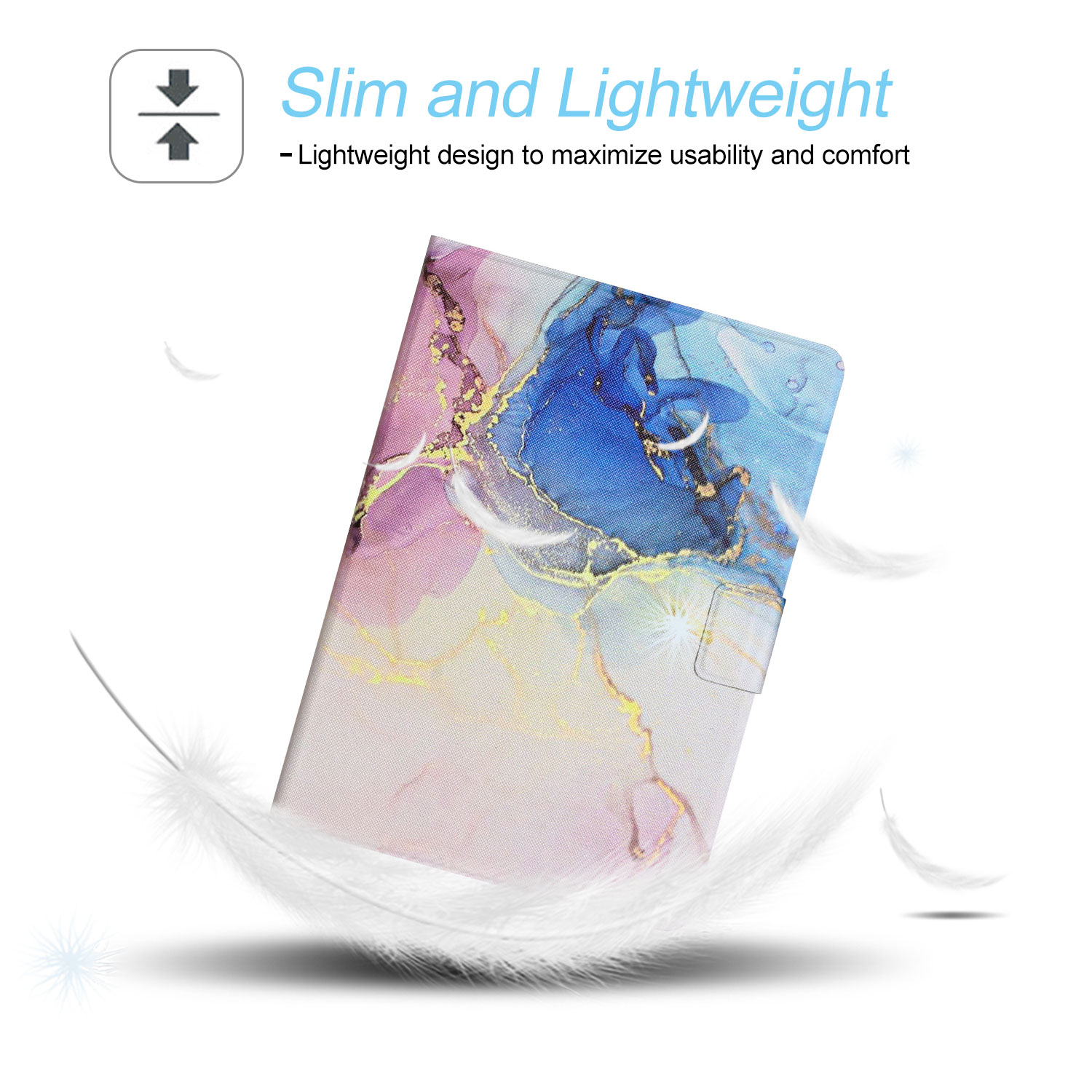 UUCOVERS Fire HD 10 Tablet Case 11th Generation 2021, Fire HD 10 Plus Tablet Case, PU Leather Auto Wake/Sleep Drop Proof Anti-Scratch Folding Stand Marble Case for Fire Tablet 10, Pink Blue Marble