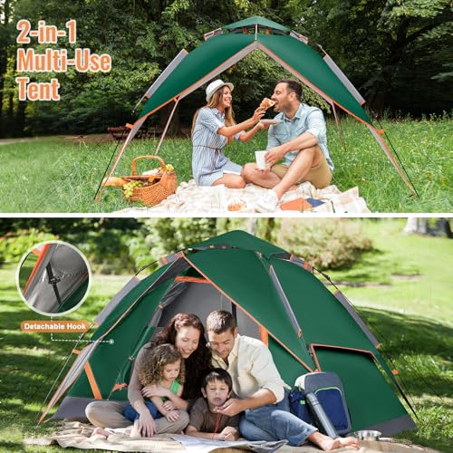 Camping Tent Instant Pop Up Dome 2 Person Automatic Waterproof Tent Easy Set Up Portable for Family Hiking Travel