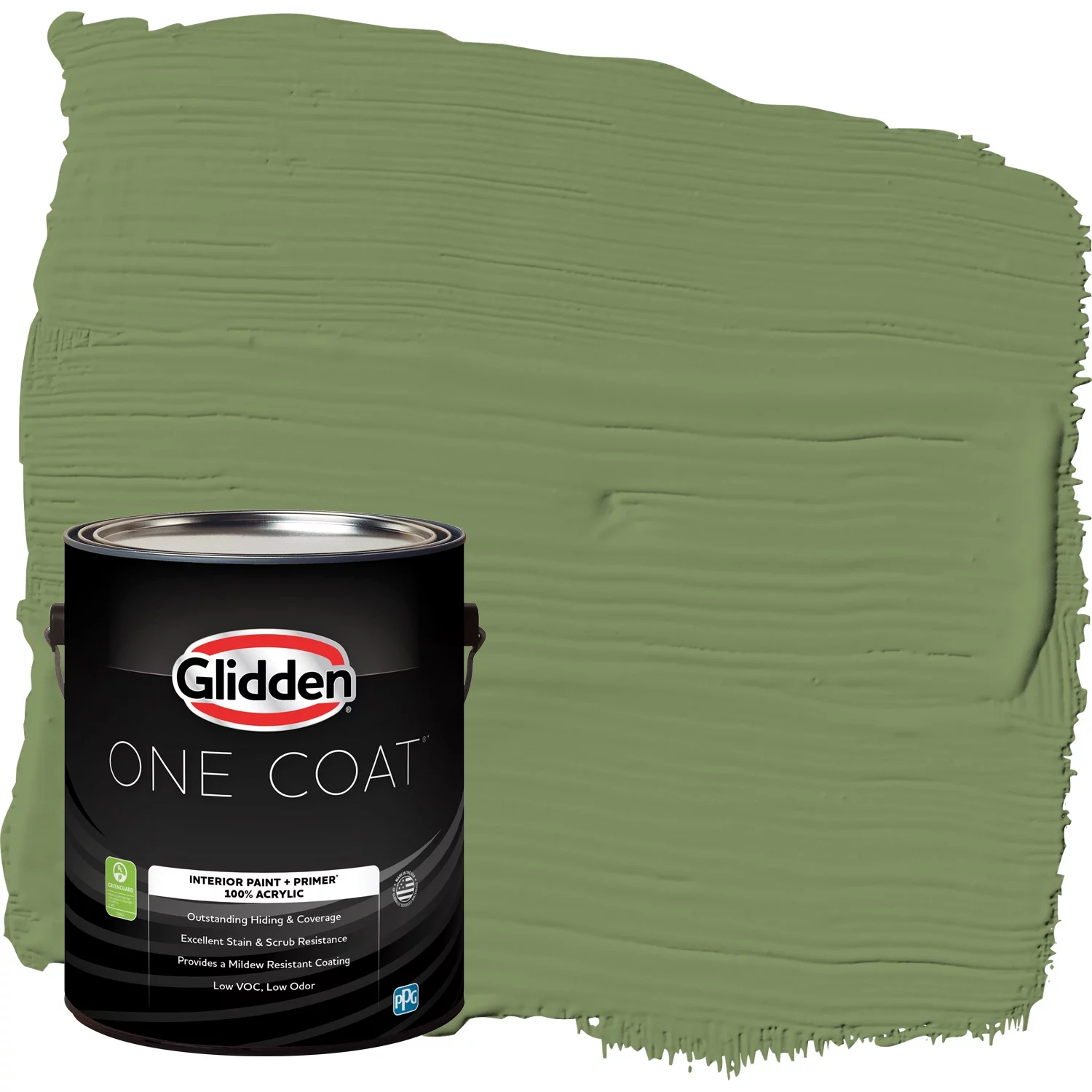 Glidden One Coat Interior Paint + Primer Moss Point Green / Green, Eggshell, 1 Gallon