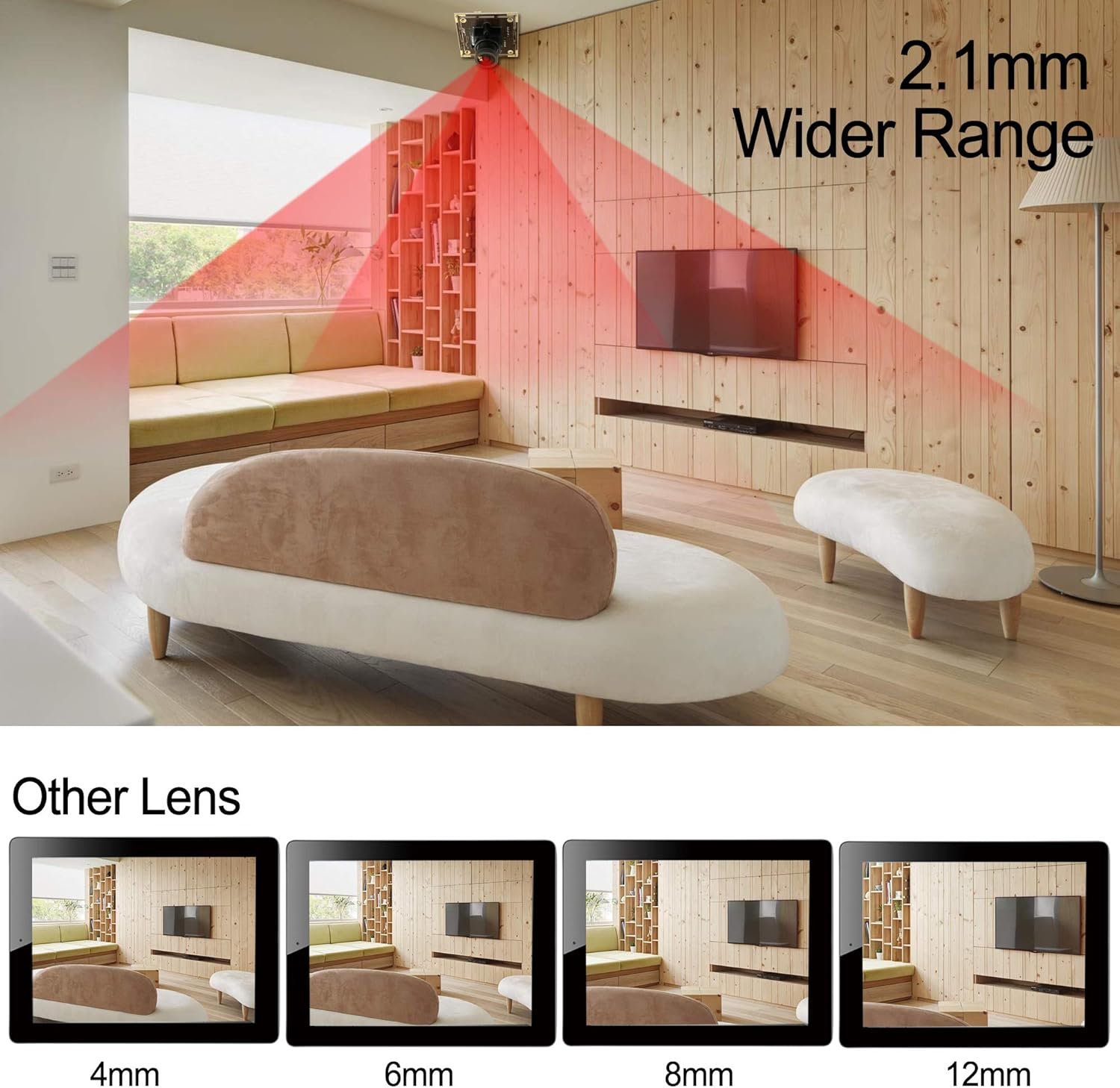 ELP 2.1mm Lens Wide Angle Webcam Low Illumination USB Camera Module for Day&Night Linux Vision Pack of 2