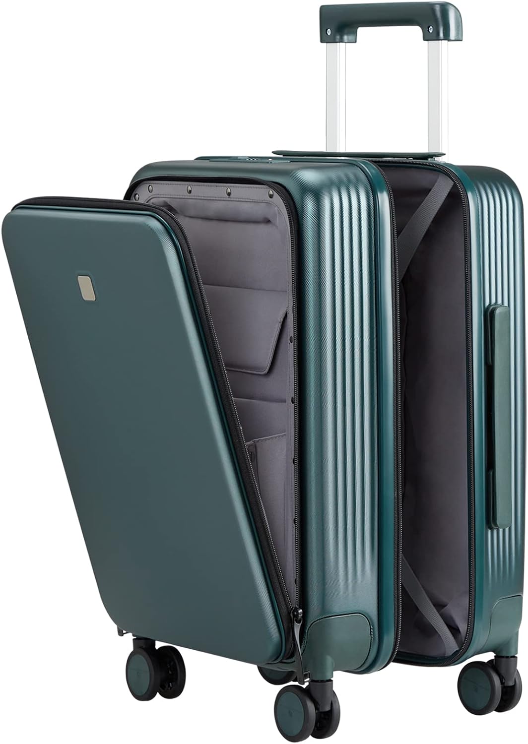 Hanke 24 Inch Checked Luggage Hard Shell Suitcases with Wheels Lightweight Travel Luggage for Weekender Suitcase with Lock Rolling Luggage with Front Pocket(Medium-Blackish Green)