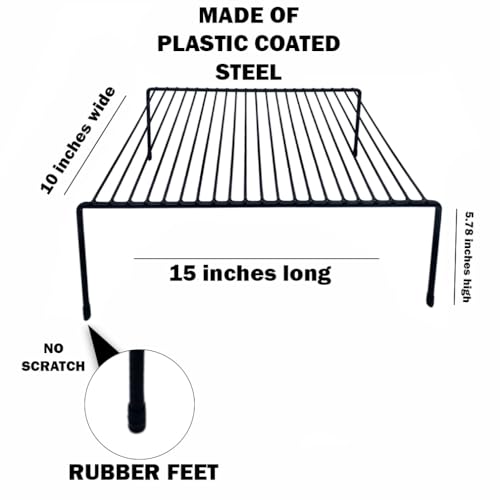 Evelots Kitchen Cabinet Wire Shelf Organizer/Rack - 2 Pack Sturdy Metal Shelf Risers - Double Your Counter Space - Great for Kitchen, Freezer, Pantry and Bathroom - Rustproof - Black