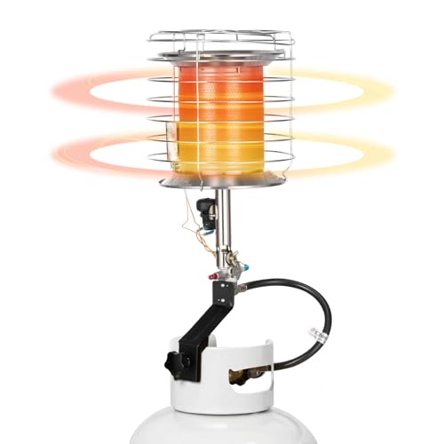 VEVOR Propane Tank Top Heater, 42000 BTU Rapid Heating 360-Degree Infrared Radiant Tank Top Gas Heater, Stepless Temperature Adjustment for Ice Fishing/Hunting/Outdoor Work, Single Burner