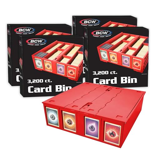 BCW Collectible Card Bin &ndash; Red | Holds 3200 Cards | Includes 4 Dividers | Storage for Pok&eacute;mon, MTG & Sports Cards