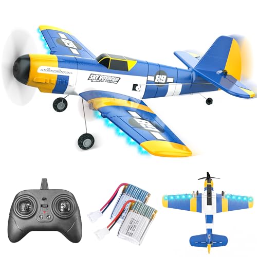 BEZGAR HQ089 RC Plane, Drones for Kids, 6-axis Gyro Remote Control Airplane, RC Helicopter, Easy Control for Beginners Toys with Colorful LED Navigation Lights