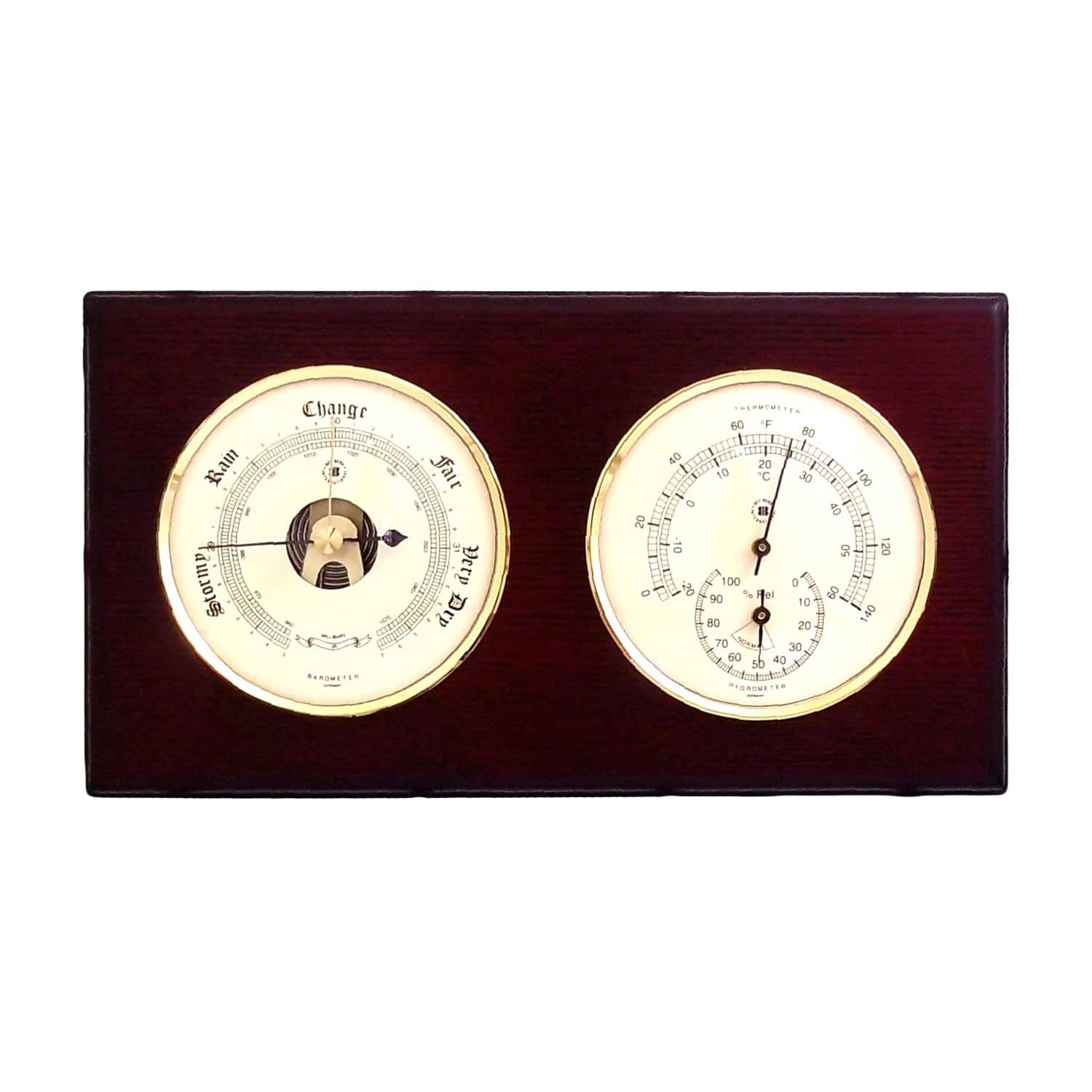 Bey Berk Barometer Thermometer and Hygrometer - Color: Mahogany