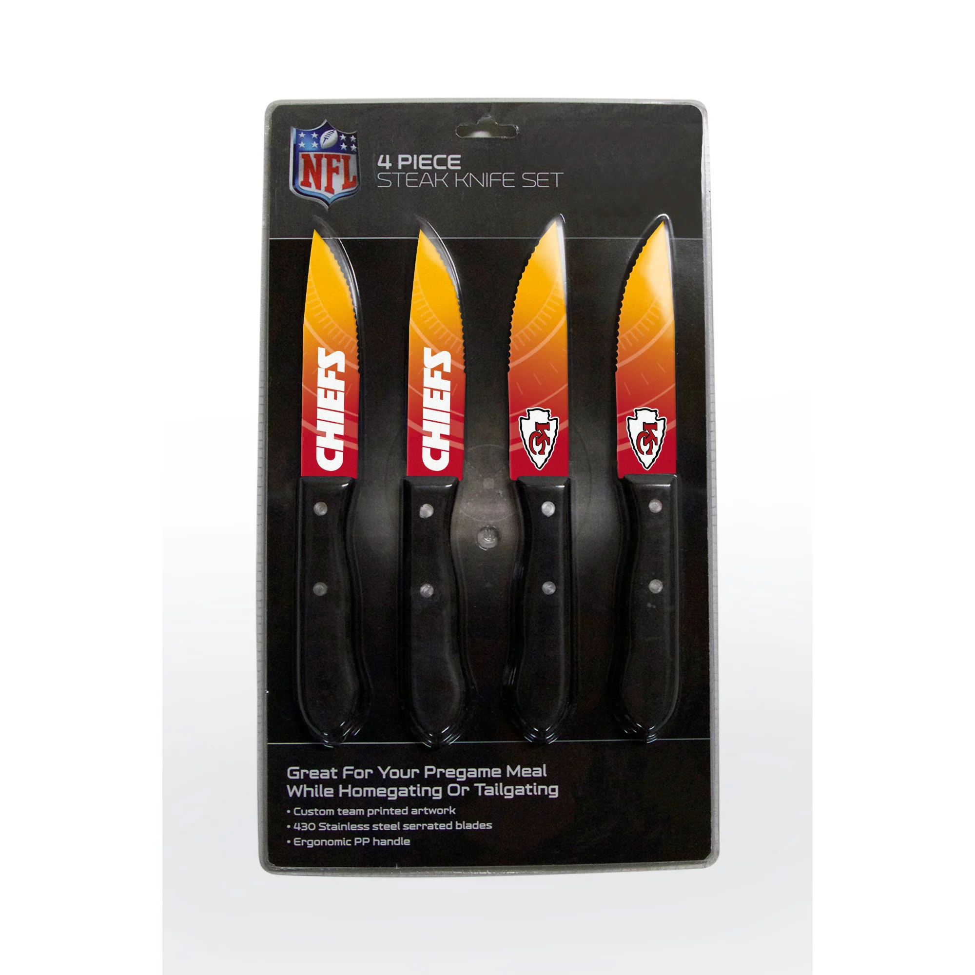 The Sports Vault - NFL 4-Piece Stainless Steak Knife Set, Kansas City Chiefs
