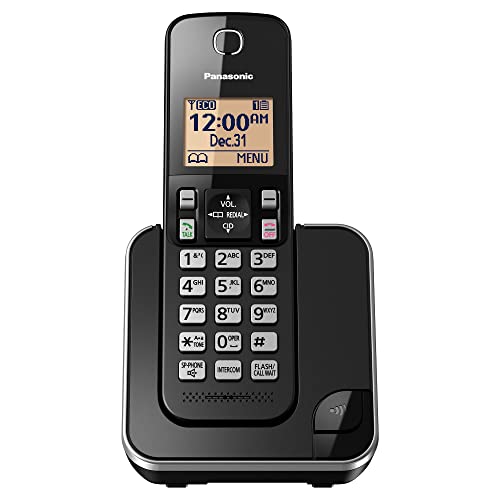 Panasonic Expandable Cordless Phone System with Amber Backlit Display – 2 Handsets – KX-TGC352B (Black)
