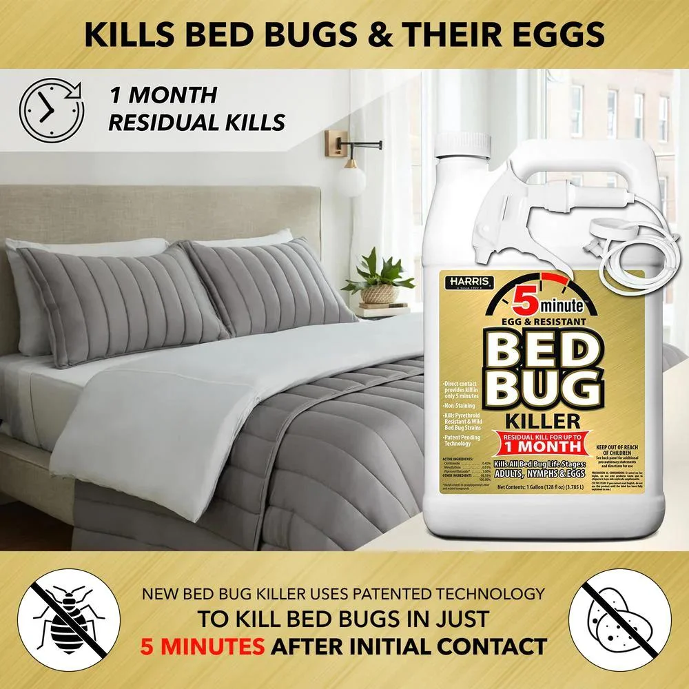Harris 5 Minute Egg Kill and Resistant Bed Bug Killer 1 Gallon with Trigger Spray