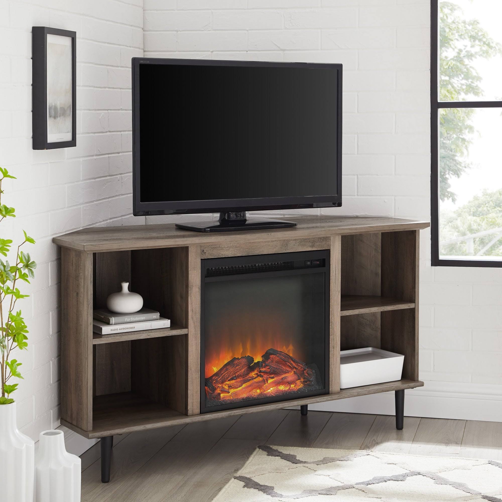 Carbon Loft 48-Inch Corner Fireplace TV Console - Grey Wash