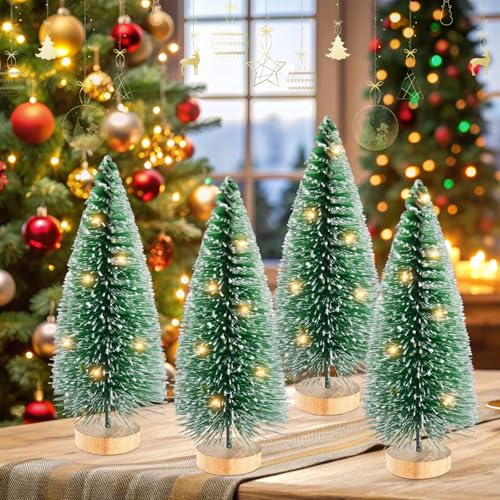 12 Pcs Mini Christmas Tree with Lights, 4