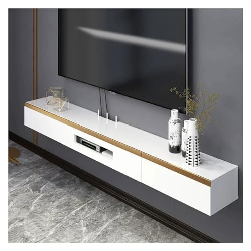 Wall Mounted TV Cabinet Wall Hanging Floating TV Stand, Wall Mounted Entertainment Center and Cabinet Shelf, TV Console with Storage, Media Console for DVD Player, Space-Saving Under TV Shelf for Bedr