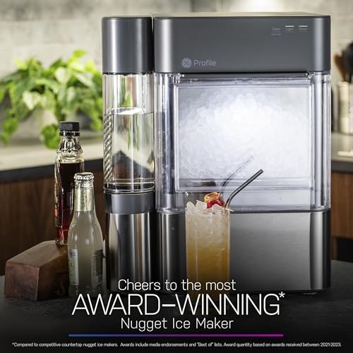 GE Profile Opal 2.0 XL with 1 Gallon Tank, Chewable Crunchable Countertop Nugget Ice Maker, Scoop included, 38 lbs in 24 hours, Pellet Ice Machine with WiFi & Smart Connected, Stainless Steel