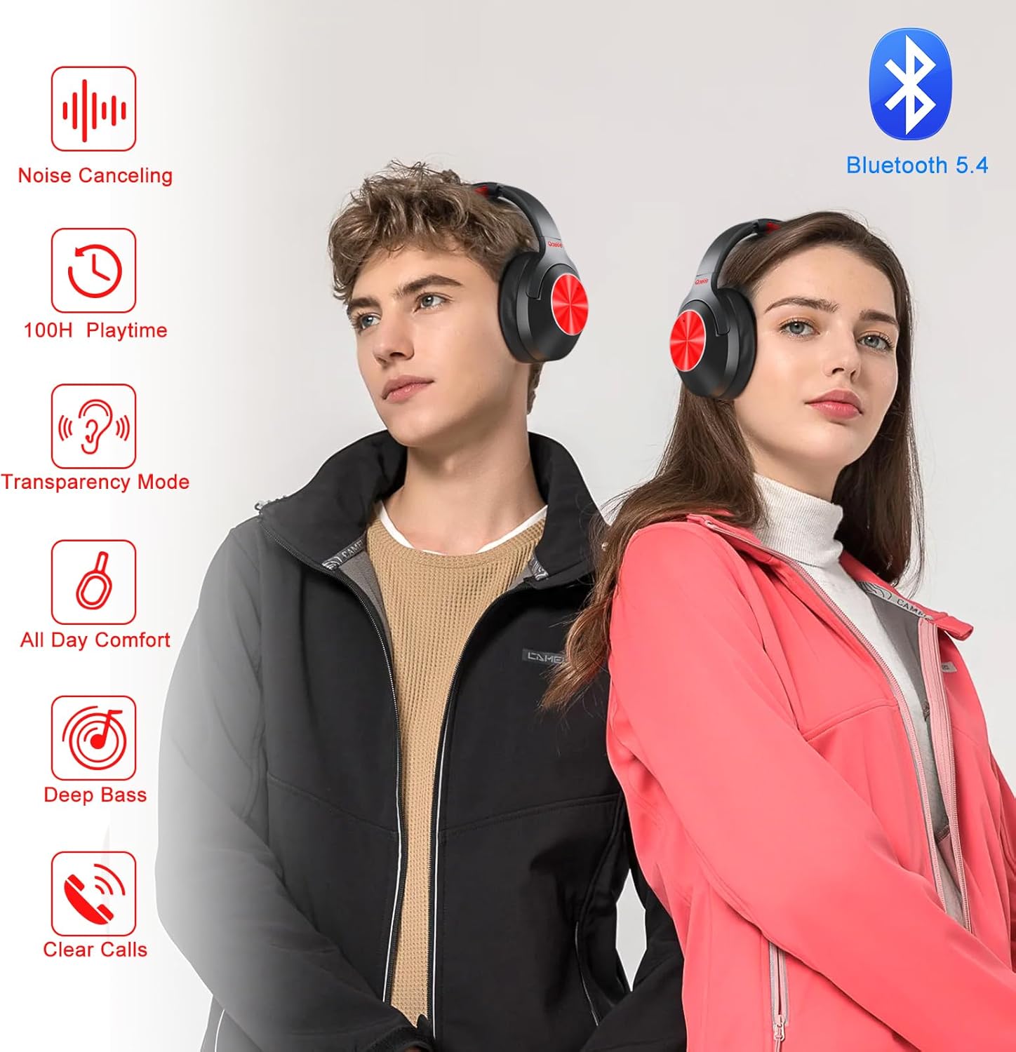 Hybrid Active Noise Cancelling Headphones - 2024 Upgraded Wireless Over Ear Bluetooth Headphones,100H Playtime,Hi-Res Audio,Deep Bass Noise Cancelling,Comfortable Ear Cup for Travel/Home/Office