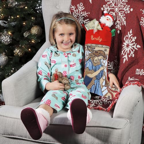 Lillian Vernon Santa Personalized Heirloom Christmas Needlepoint Stocking Stocking, 100% Wool, 9.5