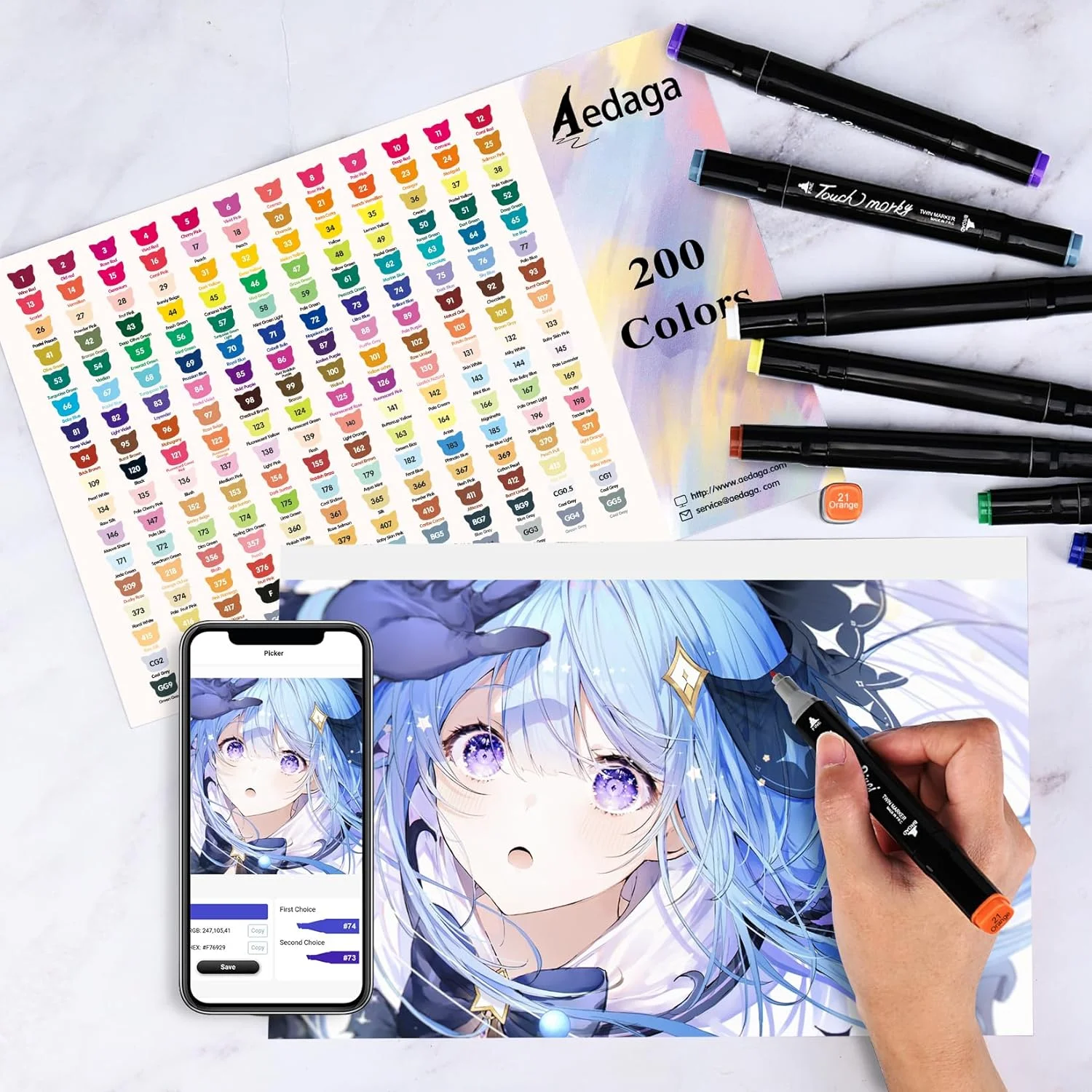Brled 204 Colors Alcohol Markers with Free App, Alcohol-Based Markers for Artists, Art Markers for Painting, Coloring, Sketching and Drawing, Chisel and Fine Tip, Great Gift Idea.