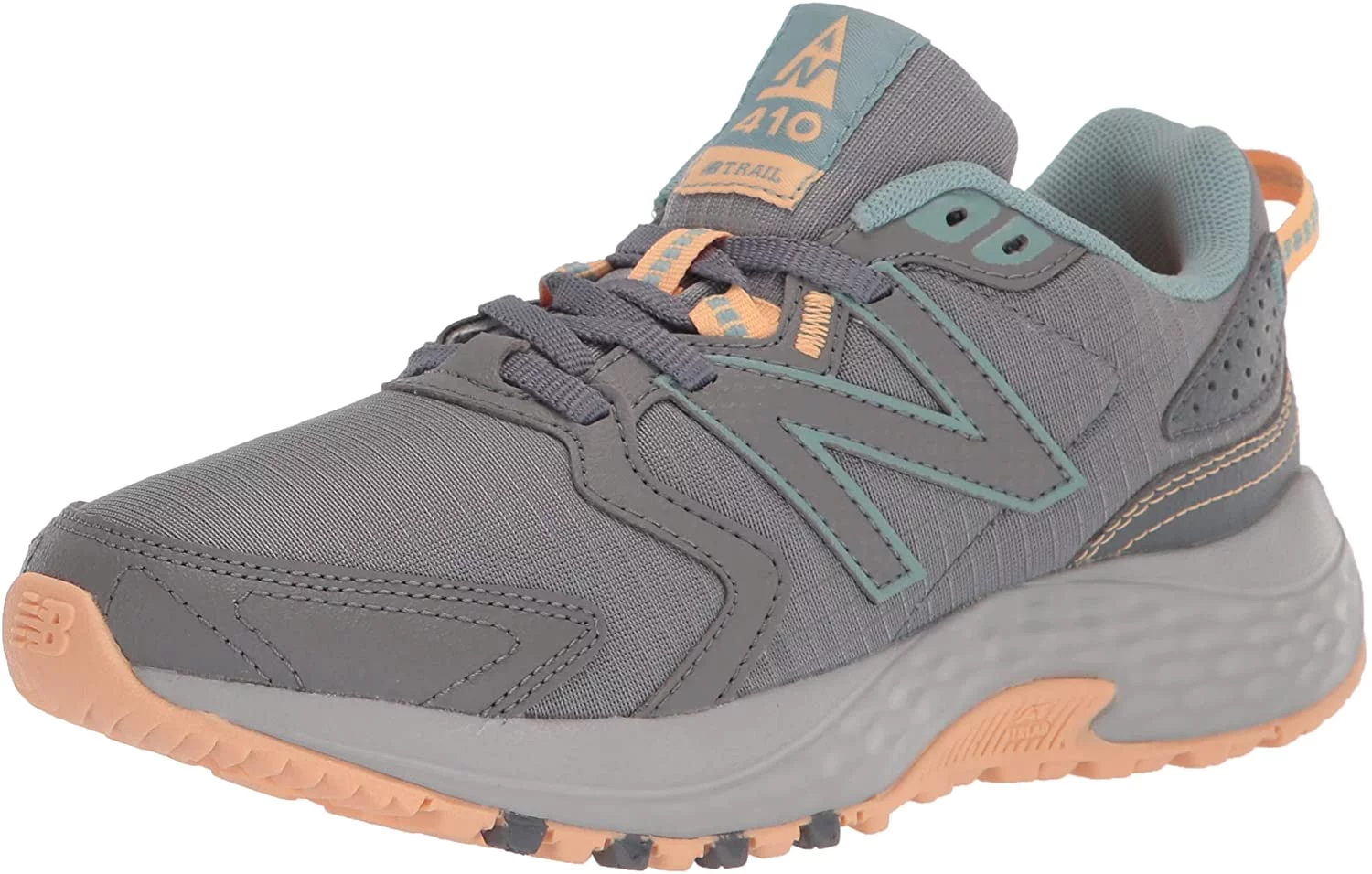New Balance Womens 410 V7 Trail Running Shoe 10 Steel/Light Mango