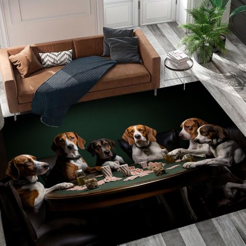 Nova Scotia Duck Tolling Retriever Dog Rug for Living Room Bedroom, Wild Animals Prints Area Rug, Dogs Playing Poker Customize Size 150REC145 8ISK2C (Custom)