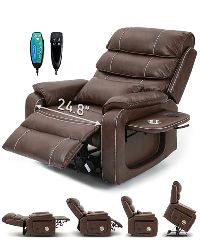 Large Power Lift Chairs Recliners for Elderly with Heated and Massage, Upgraded Dual Motor Lay Flat Recliners, 25in Extra Wide Seat, Cup Holder, Side Pocket