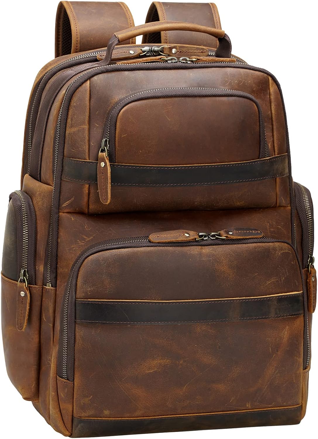 TIDING Men's Vintage Leather Backpack 15.6 Laptop Bag Large Capacity Business Travel Hiking Shoulder Daypacks