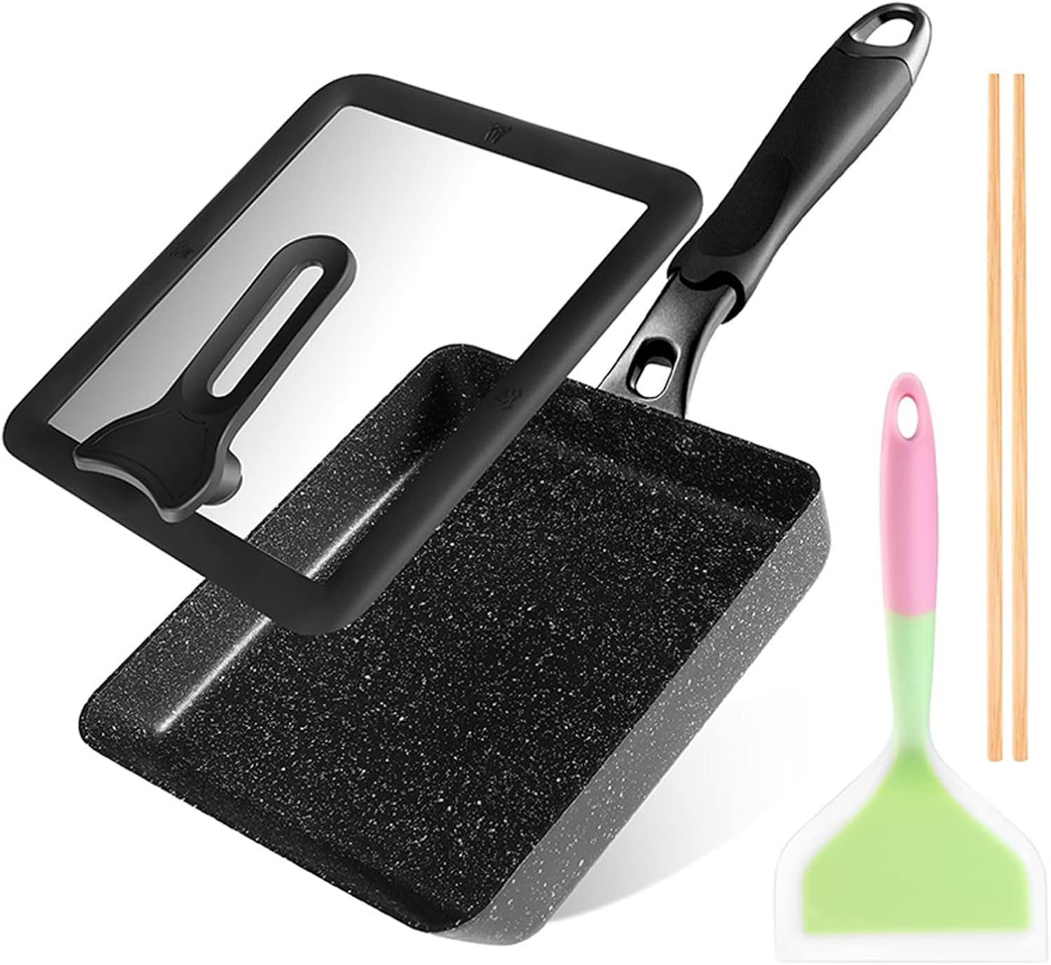 Premium Tamagoyaki Pan - Japanese Egg Pan with Lid - Japanese Omelette pan Nonstick - Omelet Pan for Japanese Food - Omelet Pan - Small Egg Pan - Square Pan