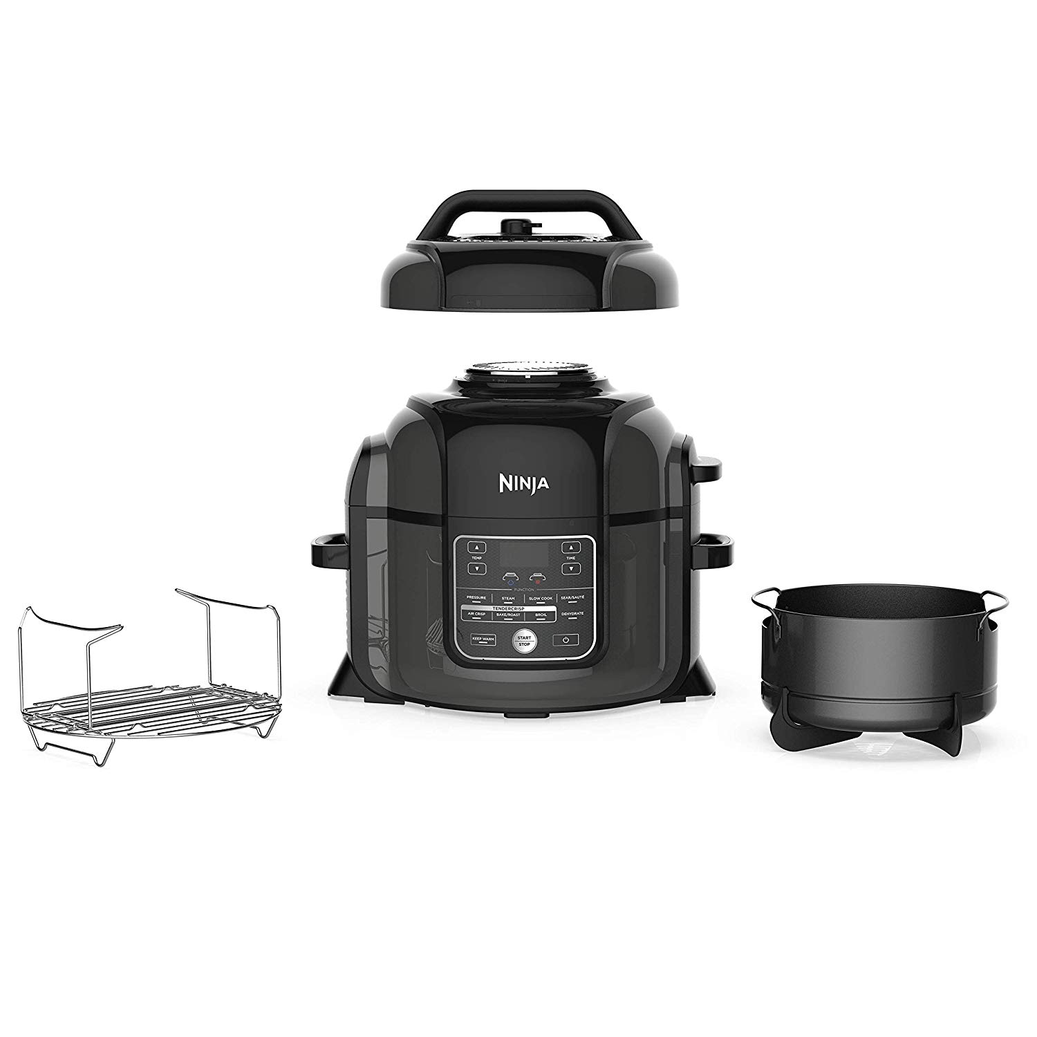 Restored Ninja OP302 Foodi Cooker, Steamer & Air w/TenderCrisp Technology Pressure Cooker & Air Fryer AllinOne, 6.5 quart w/dehydrate, Black/Gray (Refurbished)