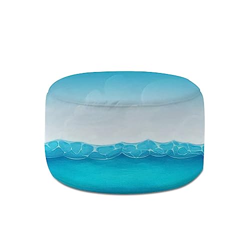 Round Pouf Ottoman Sea animals seamless Bright shells starfish colorful seabed Cute Foot Stool Foot Rest Floor Stool Bean Bag Chair Cotton Linen Removable Indoor Outdoor for Living Room Bedroom