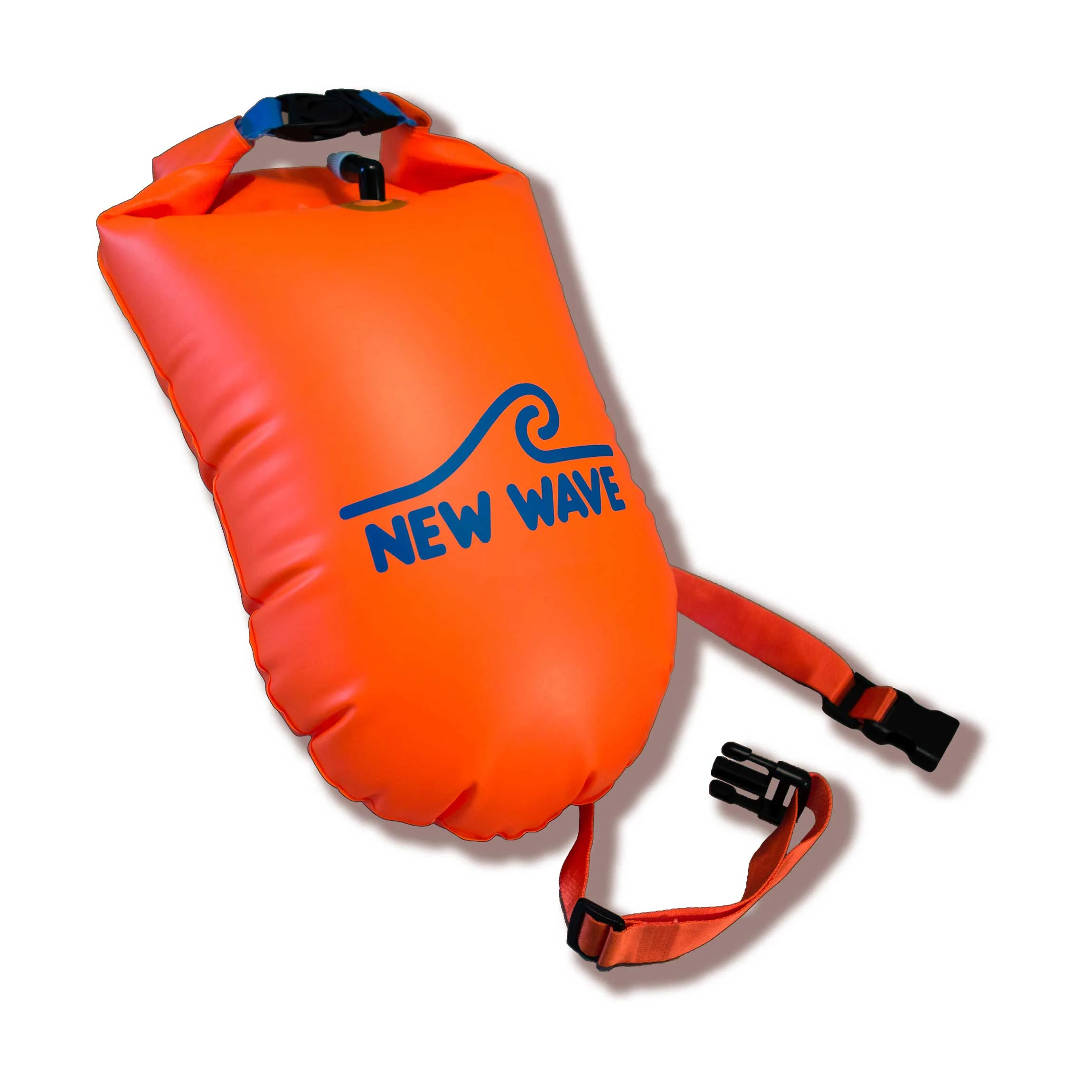 New Wave Swim Buoy - 20 liter Nylon TPU Orange - Drybag Swim Float for Open Water Swimming & Triathlon Swim Training