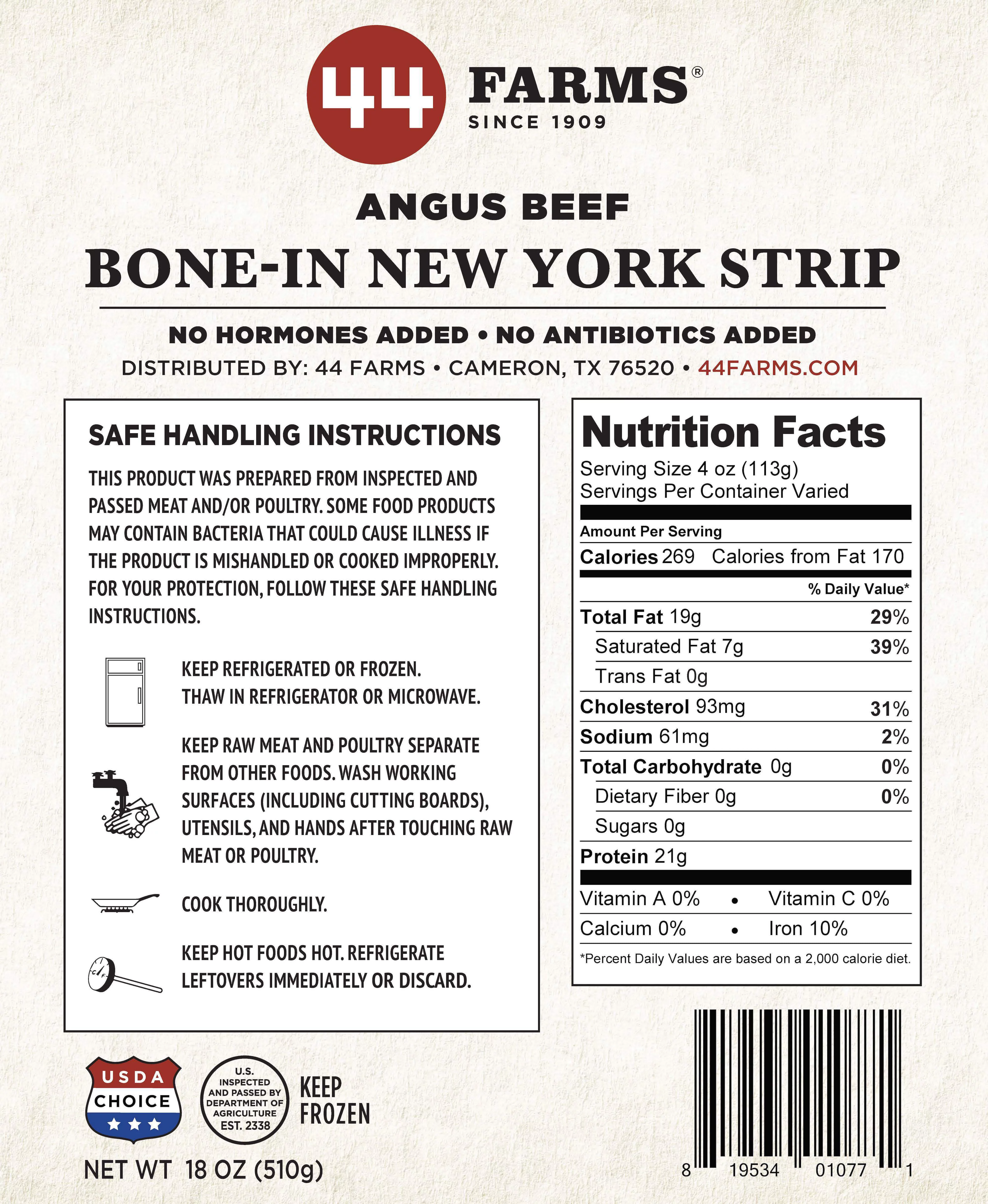 44 Farms USDA Choice Bone-In Pack, 4 Steaks
