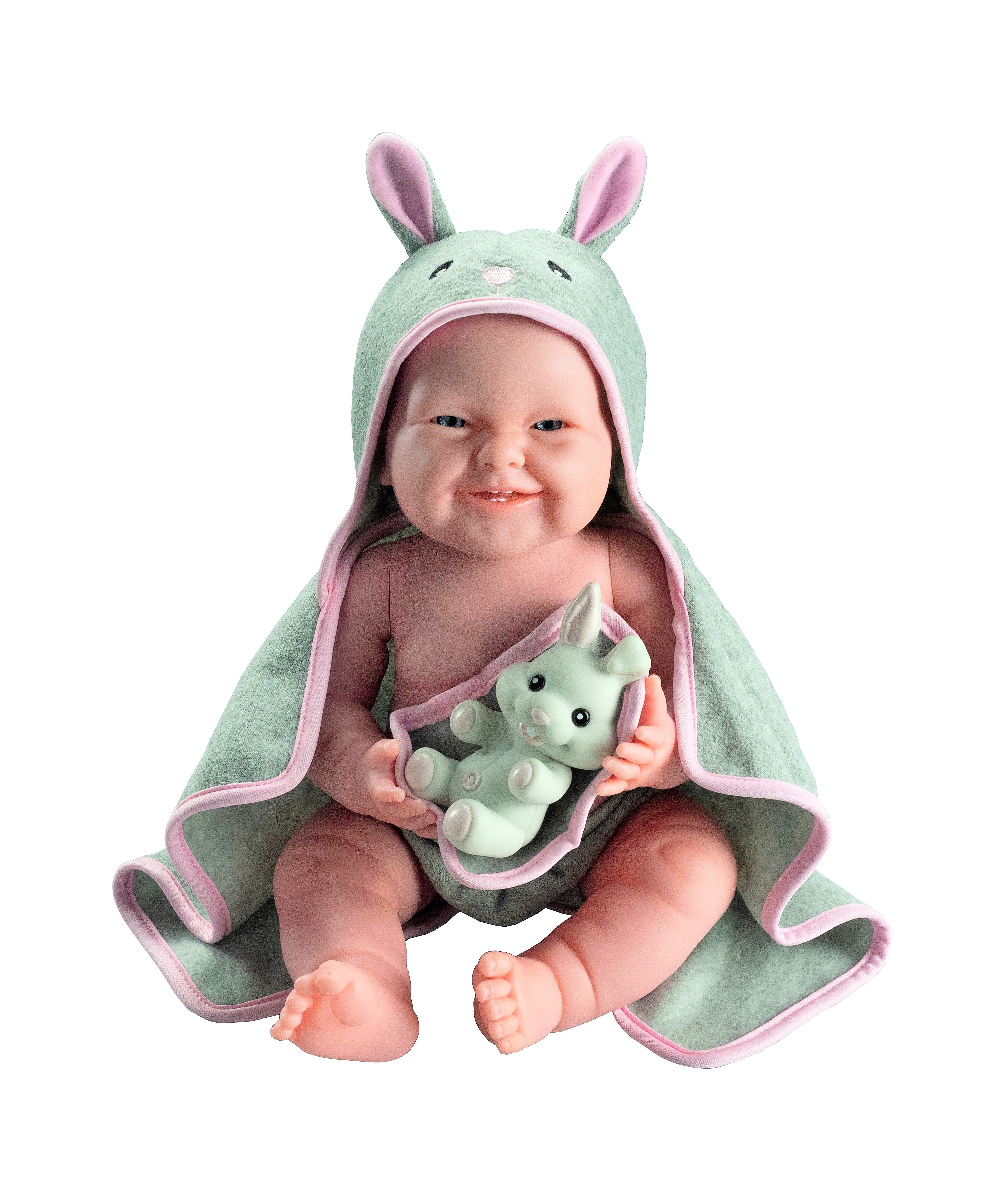 JC Toys La Newborn with Hooded Rabbit Towel - Realistic 17