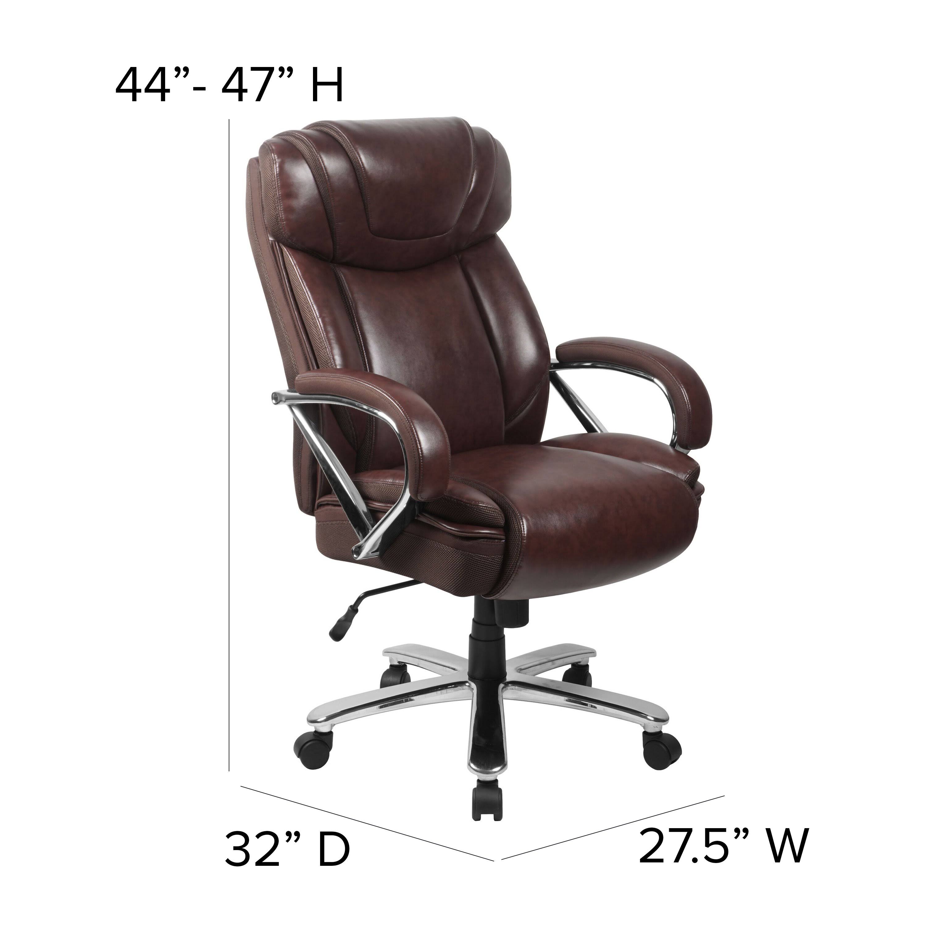 Big u0026 Tall 500 lb. Rated Brown Leather Executive Swivel Ergonomic Office Chair with Extra Wide Seat