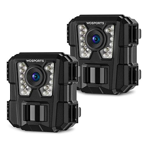 WOSPORTS Mini Trail Camera 2 Pack 24MP 1080P HD, Hunting Cam with Night Vision Motion Activated, Game Camera for Wildlife Monitoring