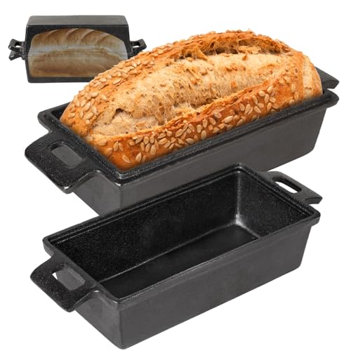 Cast Iron Loaf Pan - 9x5 Inch Bread Baking Pan with Lid for Homemade Sourdough & Meatloaf, Rust-Resistant Cast Iron Bread Pan for Oven