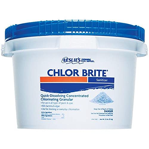 Leslie's Chlor Brite Pool Shock for Swimming Pools, Spas, and Hot Tubs - Granular Stabilized Sodium Dichlor Sanitizer - 40 Pound