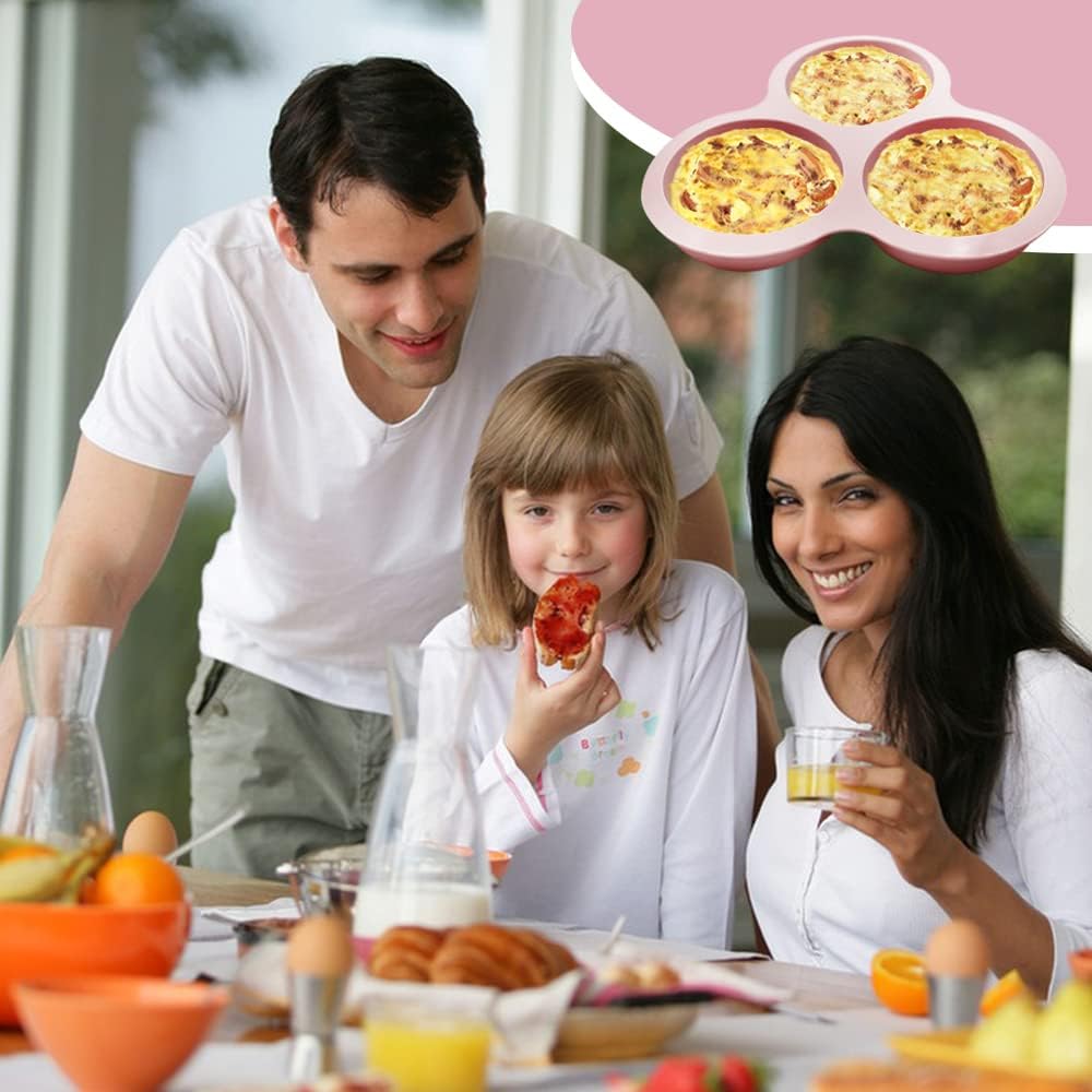 3 Pcs Silicone Air Fryer Egg Mold, AIFUDA Nonstick Air Fryer Baking Pan Air Fryer Accessories with 3 Cavity for Air Fryers Above 6QT(Three colors)