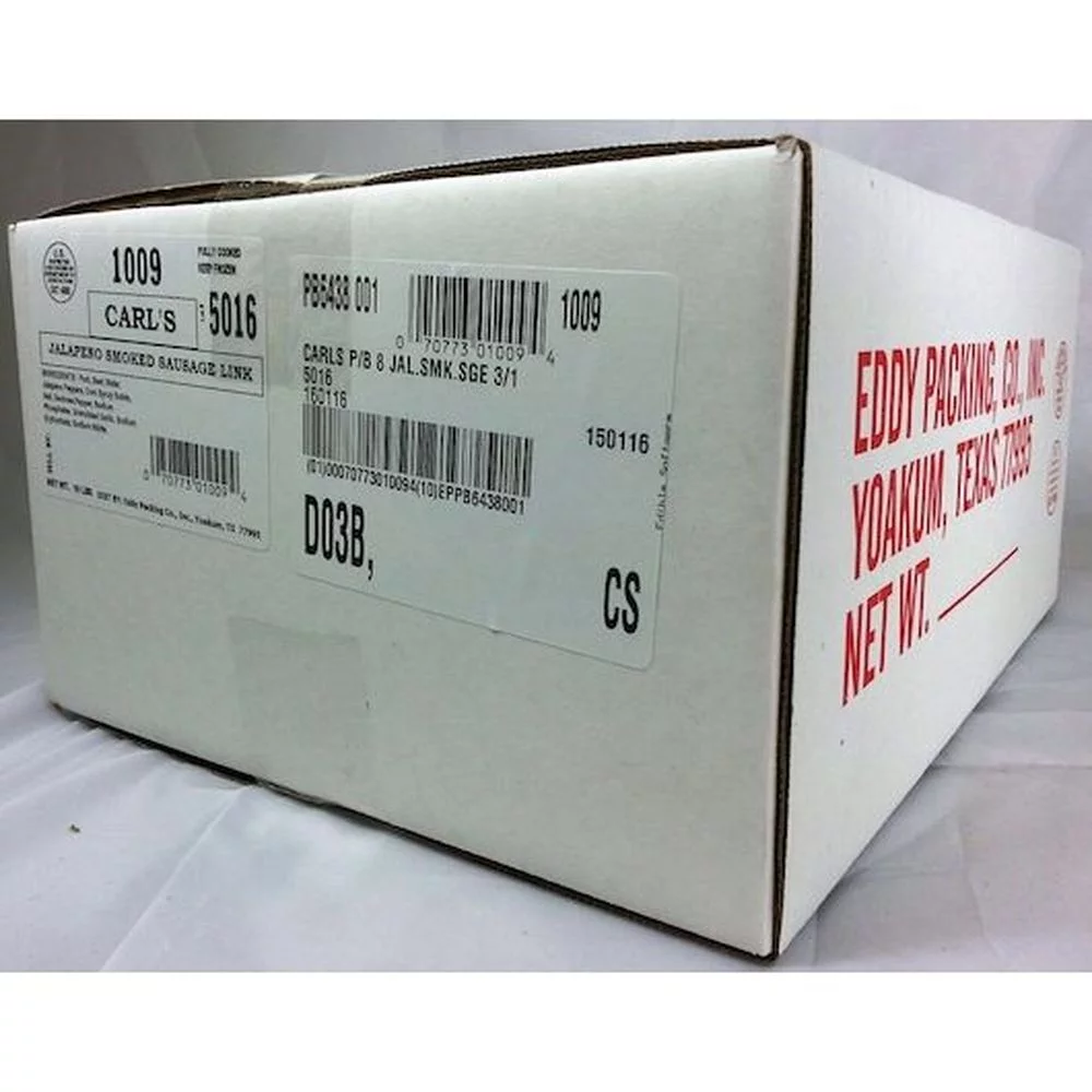 Carls Pork and Beef Jalapeno Smoked Sausage, 10 Pound